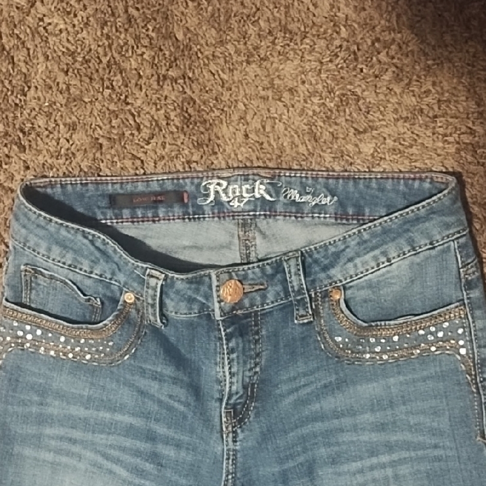 #2127 Rock 47 Wrangler Women's Blue Jeans with Embellished Pockets - Picture 8 of 9